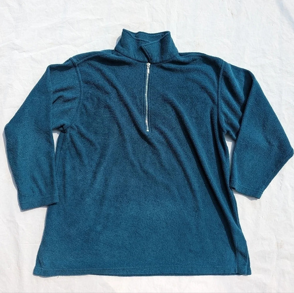 Vintage Great Lakes Country Teal 1/4 Zip Up Sweater - Size Medium Woman - Picture 1 of 5